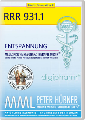 Peter Hübner - Medizinische Resonanz Therapie Musik<sup>®</sup> - ENTSPANNUNG<br>RRR 931 • Nr. 1